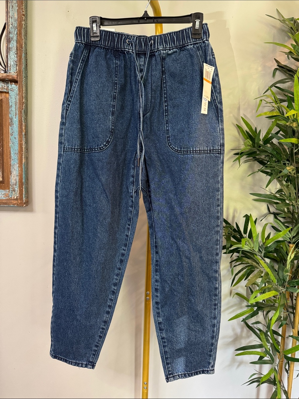 Tinseltown High-Rise Dark Blue Women’s Denim Joggers bubble jeans new s